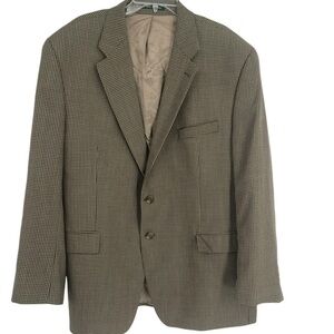 Lauren Ralph Lauren Mens Wool Blazer Sport Coat Green Brown Houndstooth Size 48R